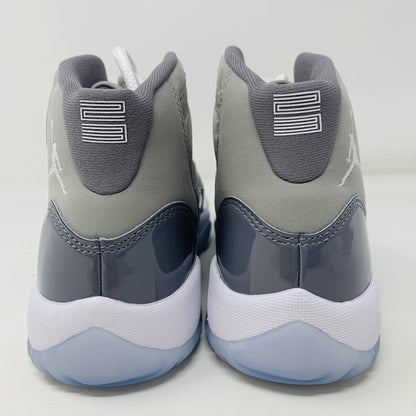 Jordan 11 Cool Grey GS sneakers, brand new, rear view, 2021 release.