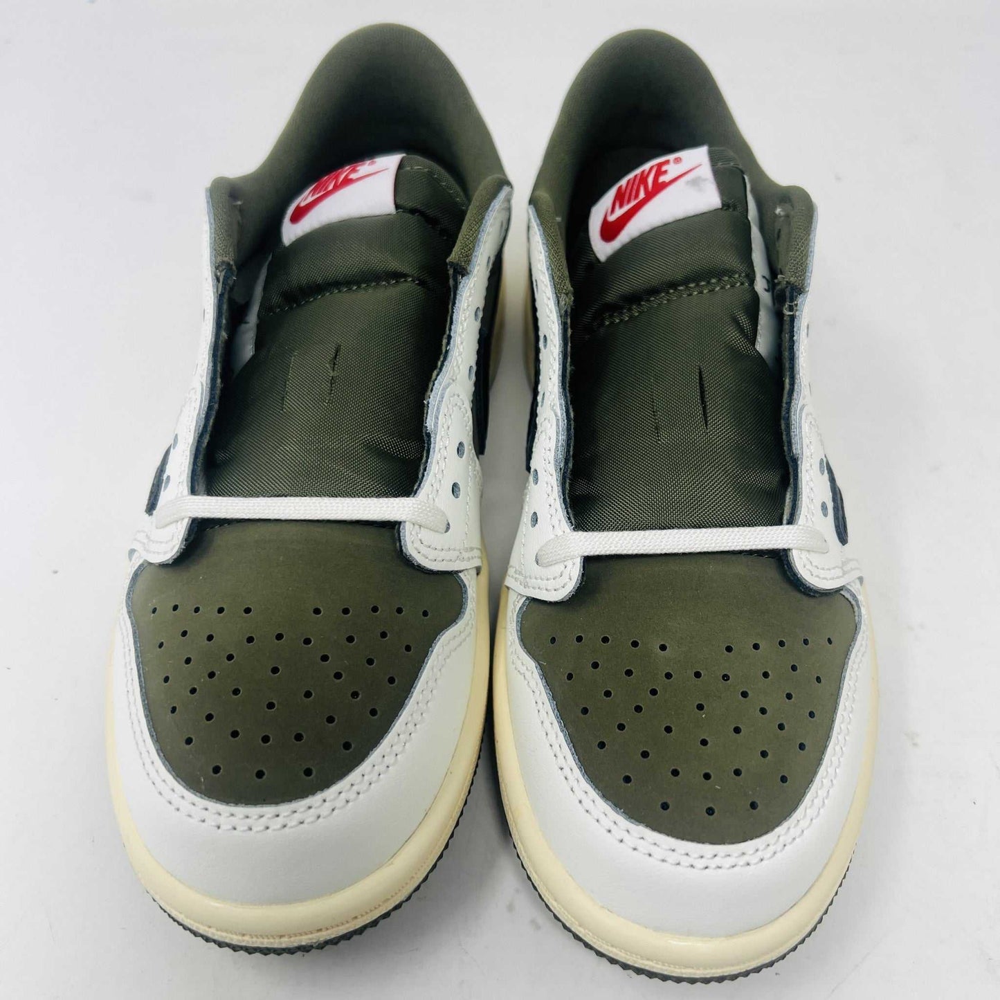 Jordan 1 Retro Low OG SP Travis Scott Medium Olive PS sneakers, brand new 2024 release.