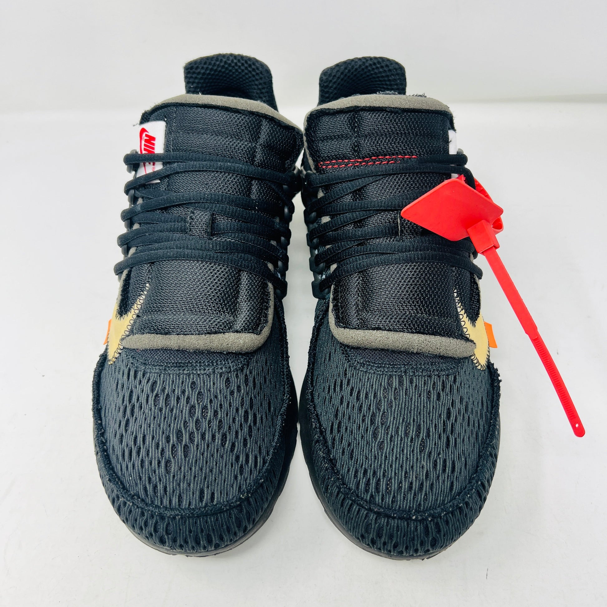 Nike Air Presto Off-White Black 2018 sneakers with zip tie, condition 8.5/10, no box.