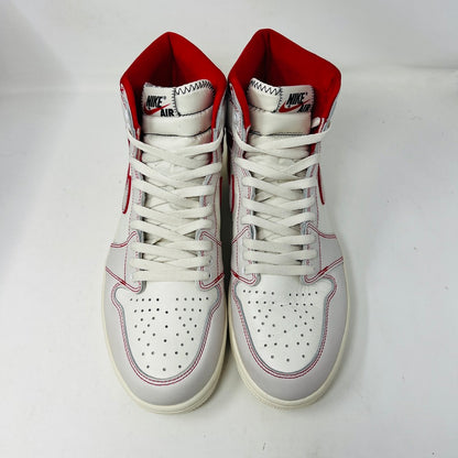 A Jordan 1 Retro High Phantom Gym Red sneaker, USA size 11, with clean white uppers and red accents like the swoosh, sits atop its black and red box. Priced at $1,160, it shows only light wear.