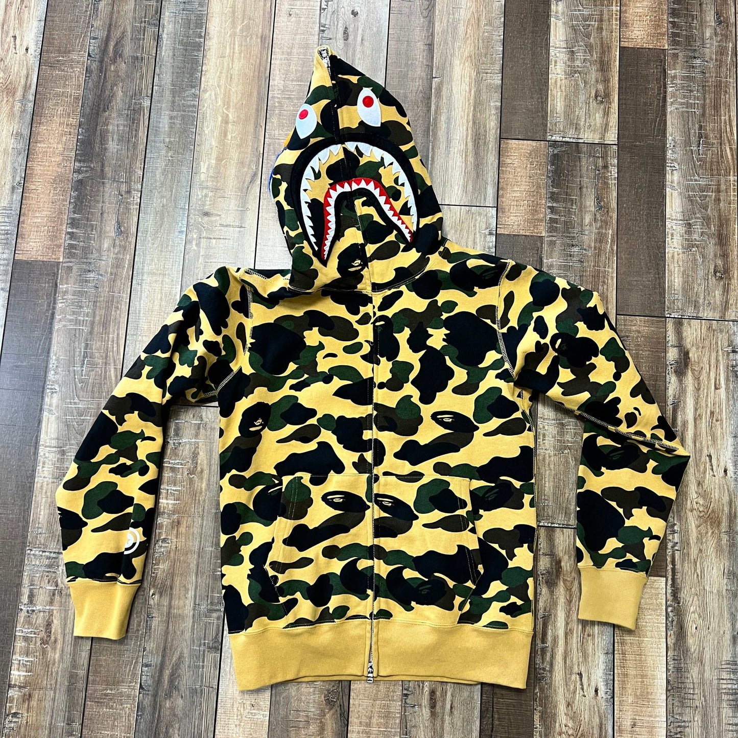 BAPE 1st Camo Shark Full Zip Hoodie Yellow, Medium, Brand New Condition