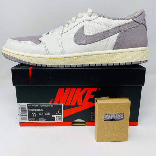 Jordan 1 Retro Low OG Atmosphere Grey sneakers, size 11, near new, authentic, 2023 release.