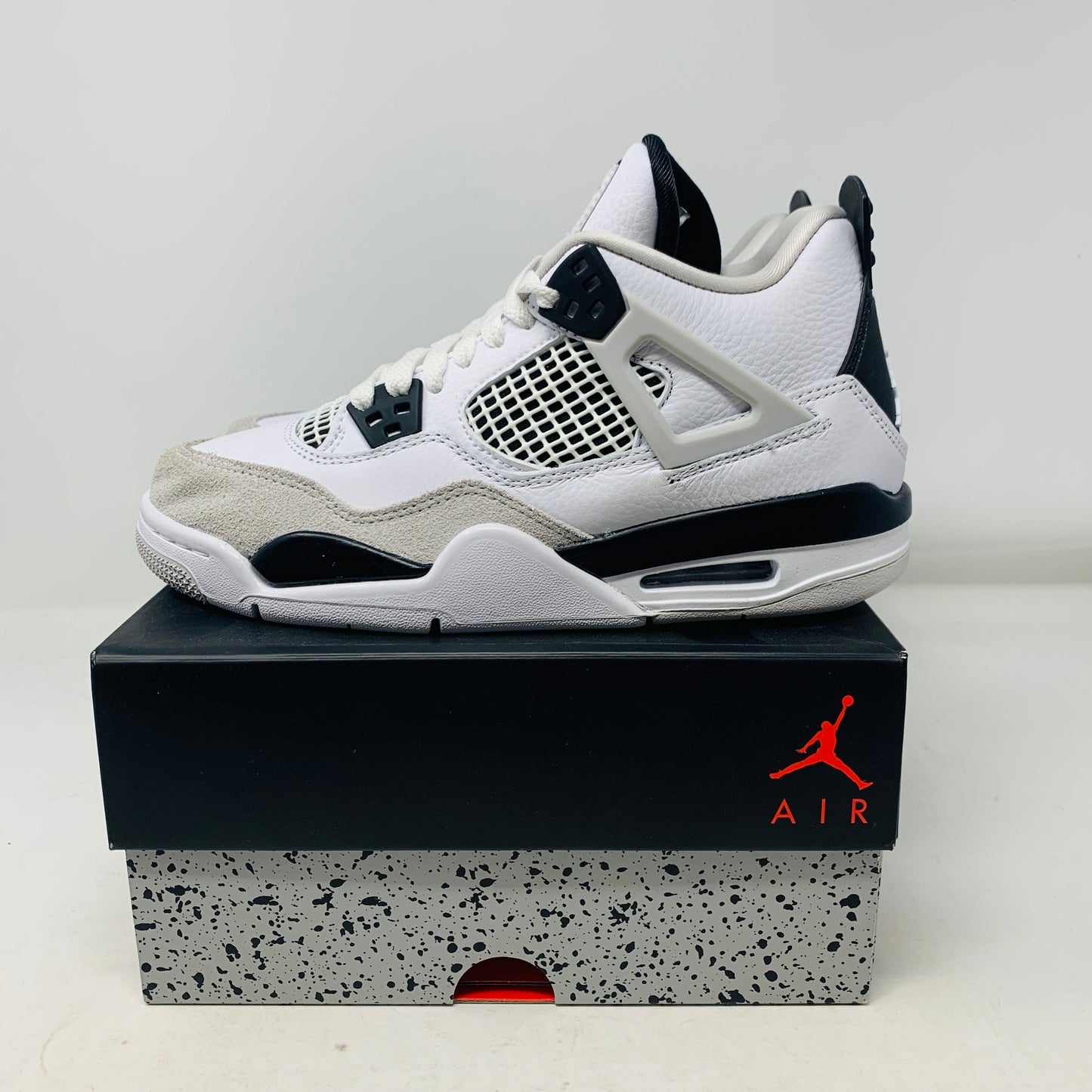 Jordan 4 Military Black GS sneakers, brand new, 2022, on box.