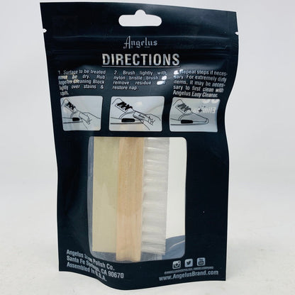 Angelus Nubuck & Suede Kit packaging with suede eraser and nylon brush.