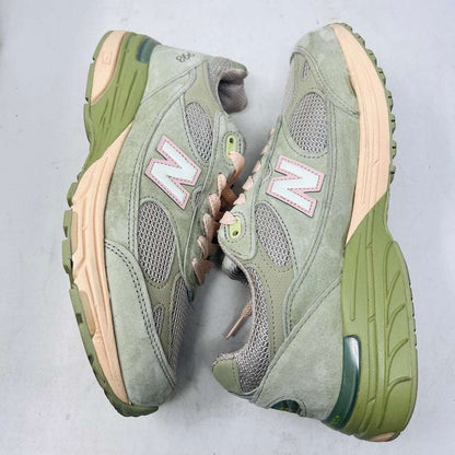 New Balance 993 Joe Freshgoods Performance Art Sage sneakers with green and beige design, lightly worn condition.