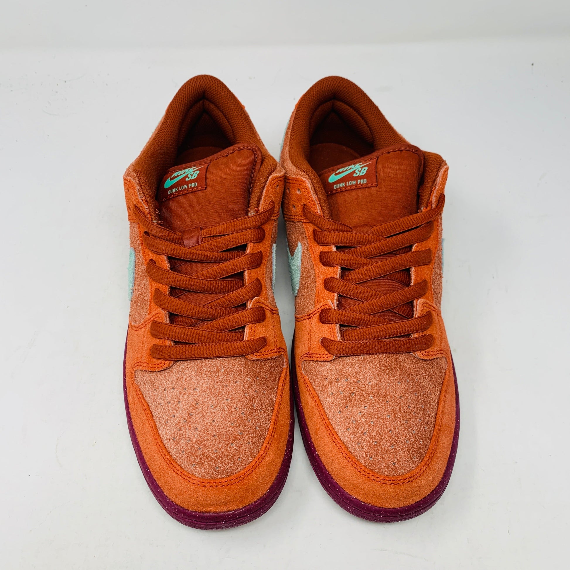 Nike SB Dunk Low Mystic Red sneakers, brand new, 2023 release, with red laces.