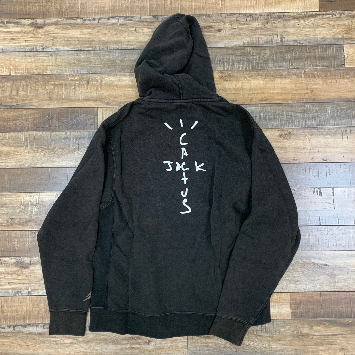 Travis Scott MJ Fleece Hoodie Black, back view, brand new.