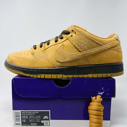 Nike SB Dunk Low Wheat sneakers, size 10.5M, 2021, clean uppers, good box condition, extra laces included.