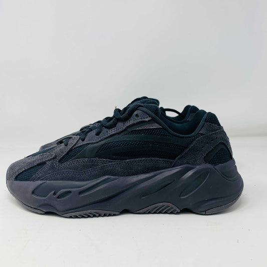 adidas Yeezy Boost 700 V2 Vanta sneaker in all-black colorway with mesh and suede upper.