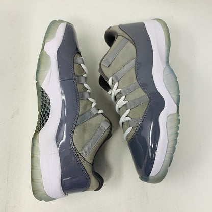 Jordan 11 Retro Low Cool Grey sneakers, size 9.5, 2018 model with clean uppers and soles, condition 8/10.