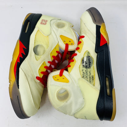 Jordan 5 Retro Off-White Sail sneakers, size 11.5, lightly worn condition, 2020 release.