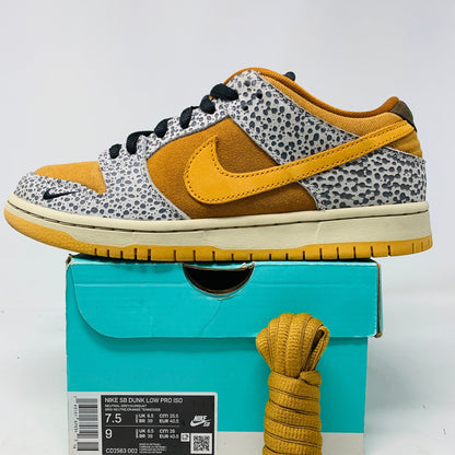 Nike SB Dunk Low Safari 2020, size 7.5, lightly worn, with box and original accessories.