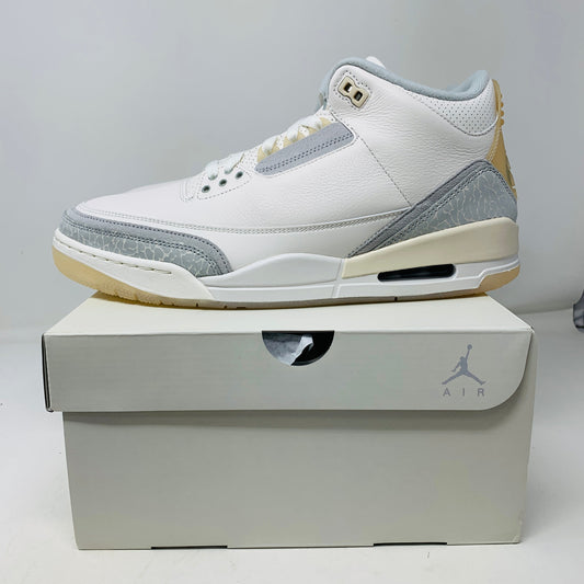 Jordan 3 Retro Craft Ivory sneaker on display with classic Jordan logo.