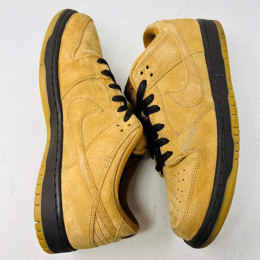 Nike SB Dunk Low Wheat sneakers, size 10.5M, 2021, clean uppers, slight star loss, good box, extra laces.