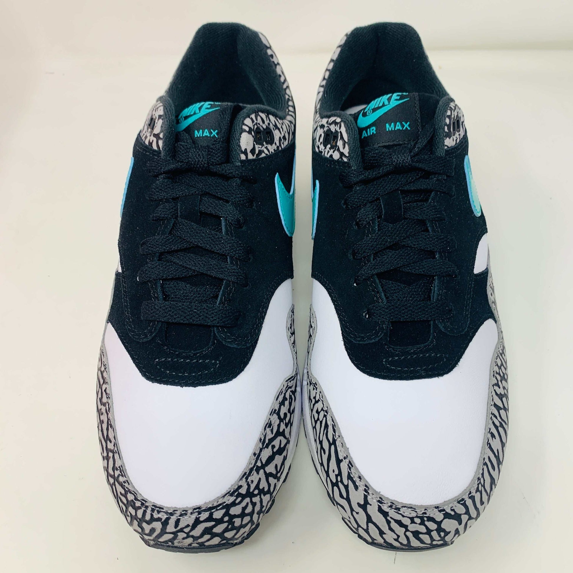 Nike Air Max 1 atmos Elephant (2017) sneaker with elephant print pattern and bold design.