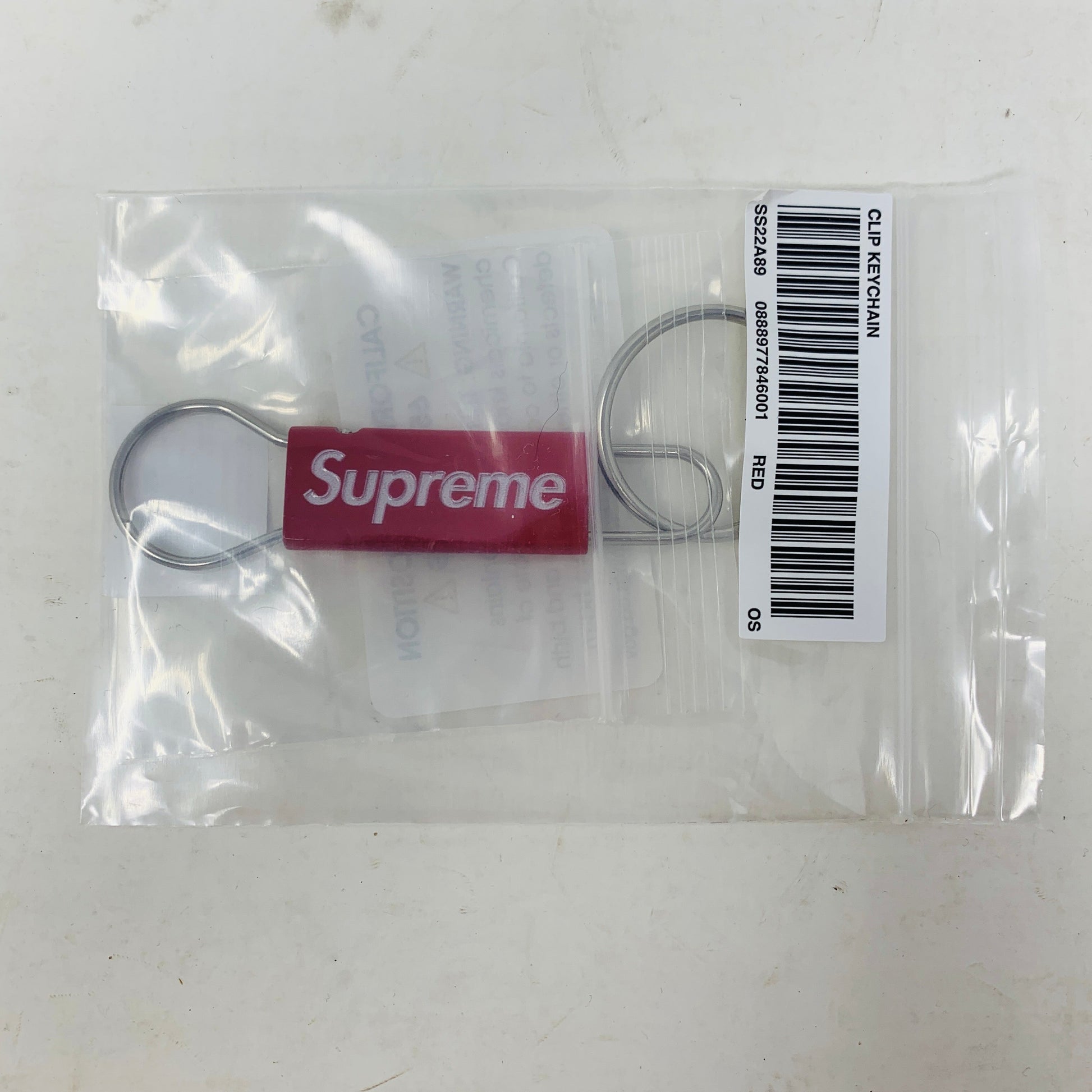 Supreme Clip Keychain Red in original packaging, brand new condition.