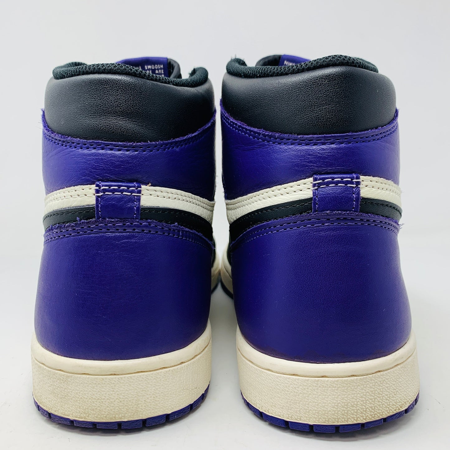 Jordan 1 Retro High Court Purple sneakers, size 13, 2018, clean condition, with purple laces.