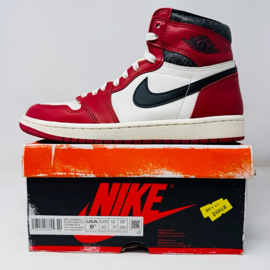 Jordan 1 Retro High OG Chicago Lost and Found sneaker, size 8.5M, 2022 release.