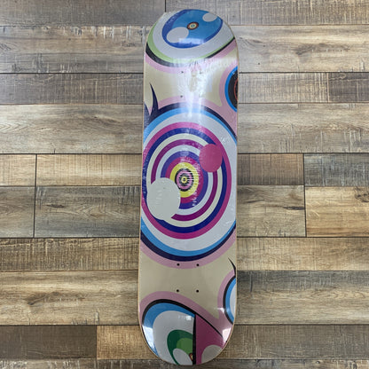 Takashi Murakami Octopus Skateboard Deck Set on wooden floor background.