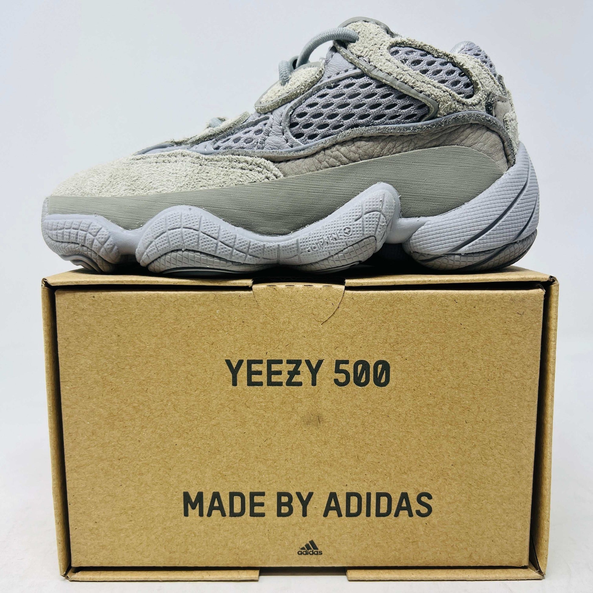 adidas Yeezy 500 Stone Salt Infants sneaker with box, stylish and durable design.