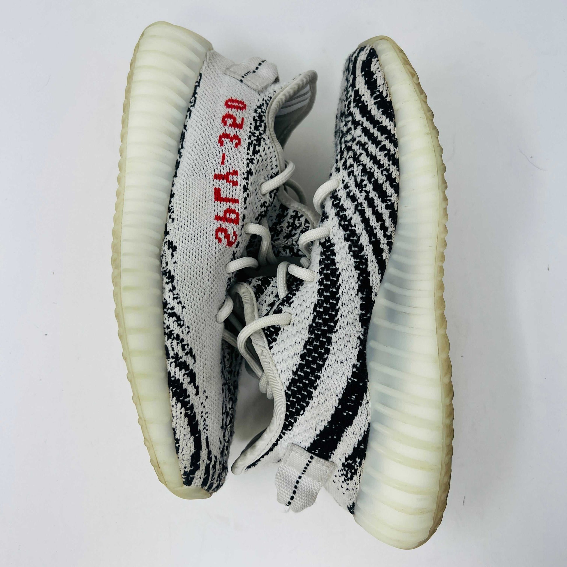 adidas Yeezy Boost 350 V2 Zebra sneakers with black and white pattern