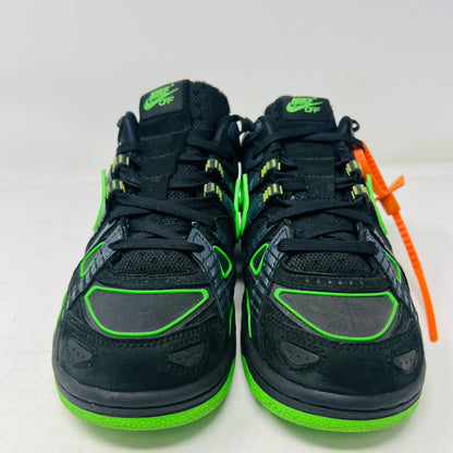 Nike Air Rubber Dunk Off-White Green Strike sneakers, size 7, 2020 release, condition 8.5/10, original box and accessories included.