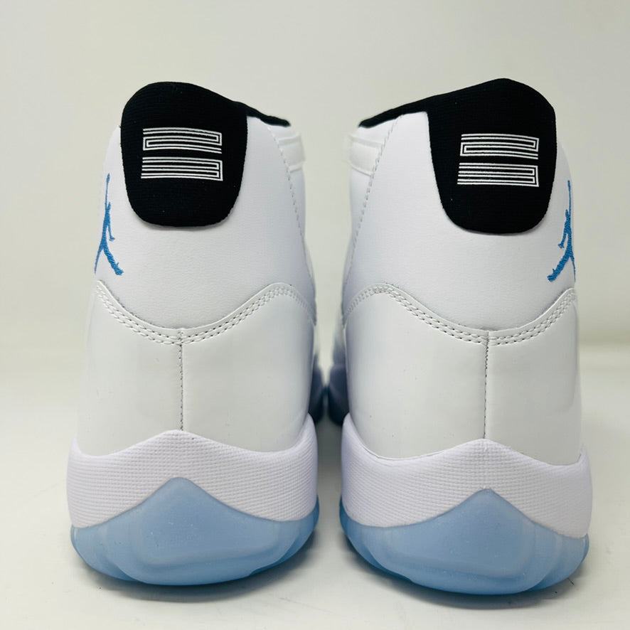 Jordan 11 Retro Legend Blue 2024 sneakers rear view.