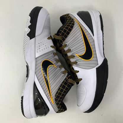 Nike Kobe 4 Protro White Black Del Sol sneakers, 2019 edition, clean uppers, durable outsoles.