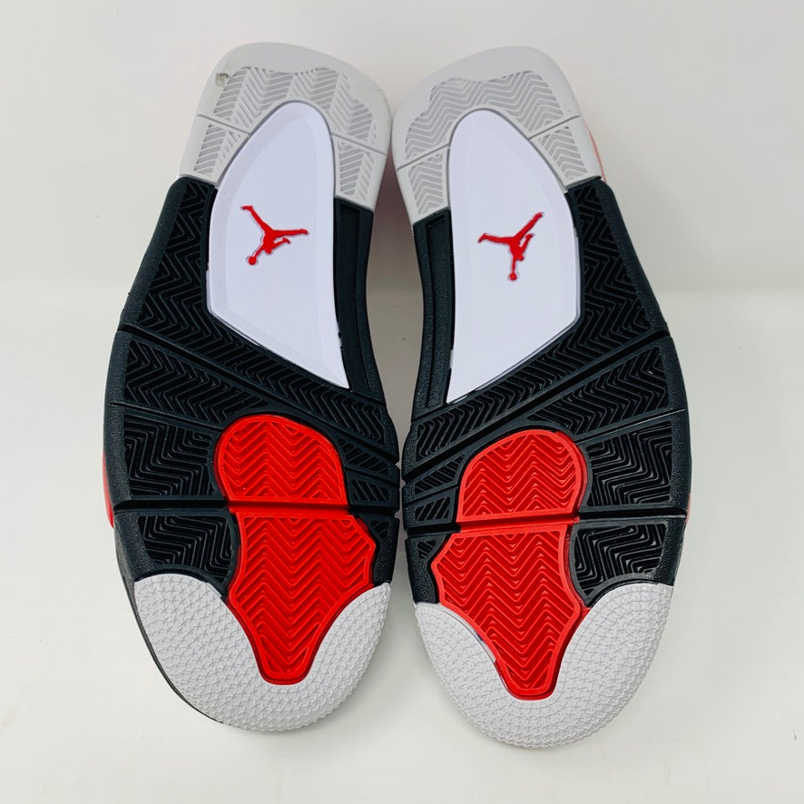 Jordan 4 Retro Red Cement sneakers with red and cement grey accents.