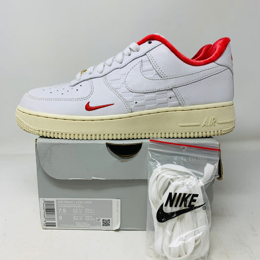 Nike Air Force 1 Low Kith Japan sneakers with extra laces, light wear condition.