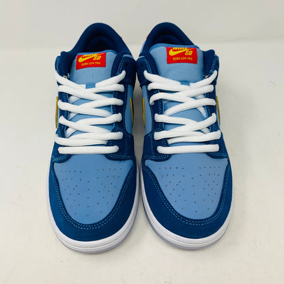 Nike SB Dunk Low "Why So Sad?" sneakers, blue colorway, white laces.