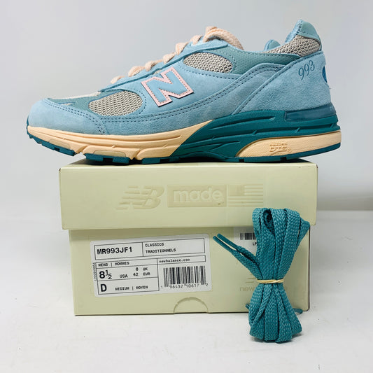 New Balance 993 Joe Freshgoods Performance Art Arctic Blue sneakers with box and laces, 2022 model.