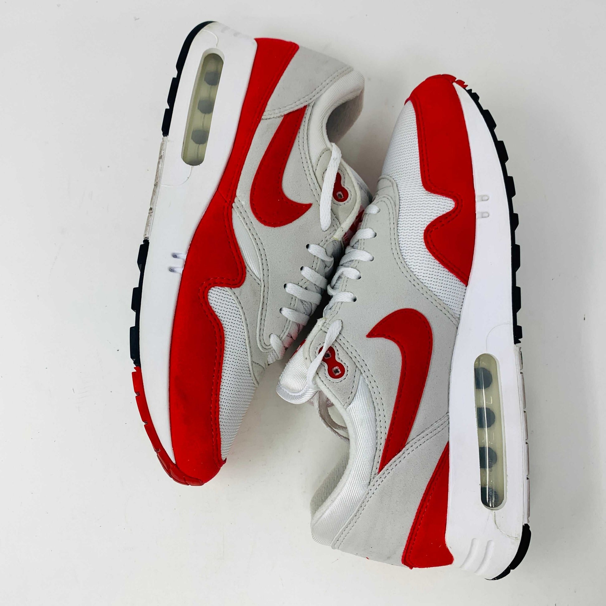 Nike Air Max 1 '86 OG Big Bubble Sport Red sneakers size 9.5, 2023 edition, clean uppers, worn soles.