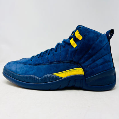 Jordan 12 Retro Michigan sneakers, size 9.5, 2018, brand new condition.