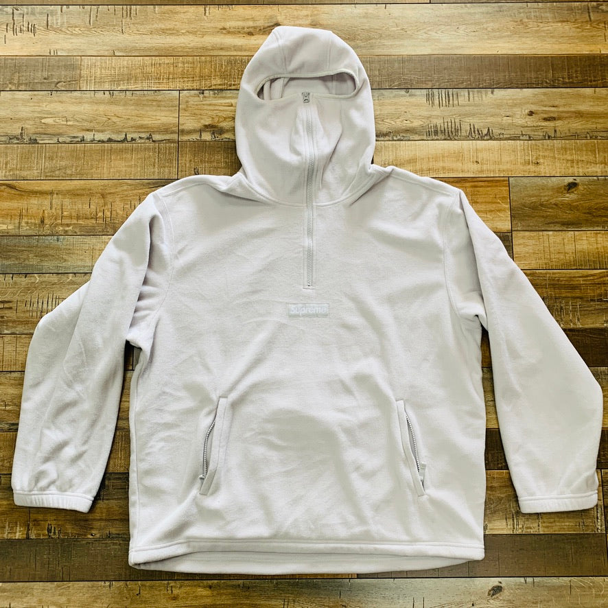 POLARTEC® facemask half zip hoodie with white box logo, brand new condition.