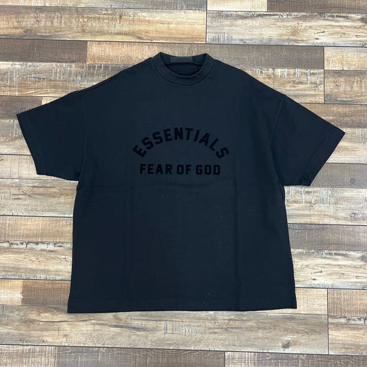 Fear of God Essentials Crewneck Tee in Jet Black.