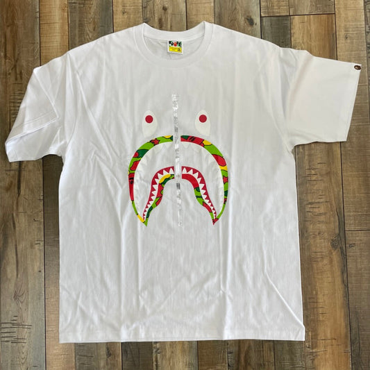 BAPE Sta Camo Shark Tee White/Multi, brand new with vibrant shark graphic.