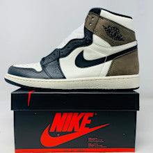 Jordan 1 Retro High Dark Mocha sneakers on box, brand new, extra laces.