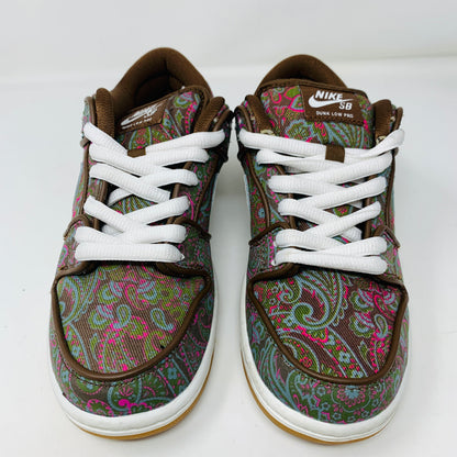 Nike SB Dunk Low Pro Paisley Brown sneakers with paisley pattern and brown accents.