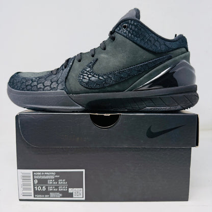 Nike Kobe 4 Protro Gift of Mamba sneaker in black with textured detailing on original box.