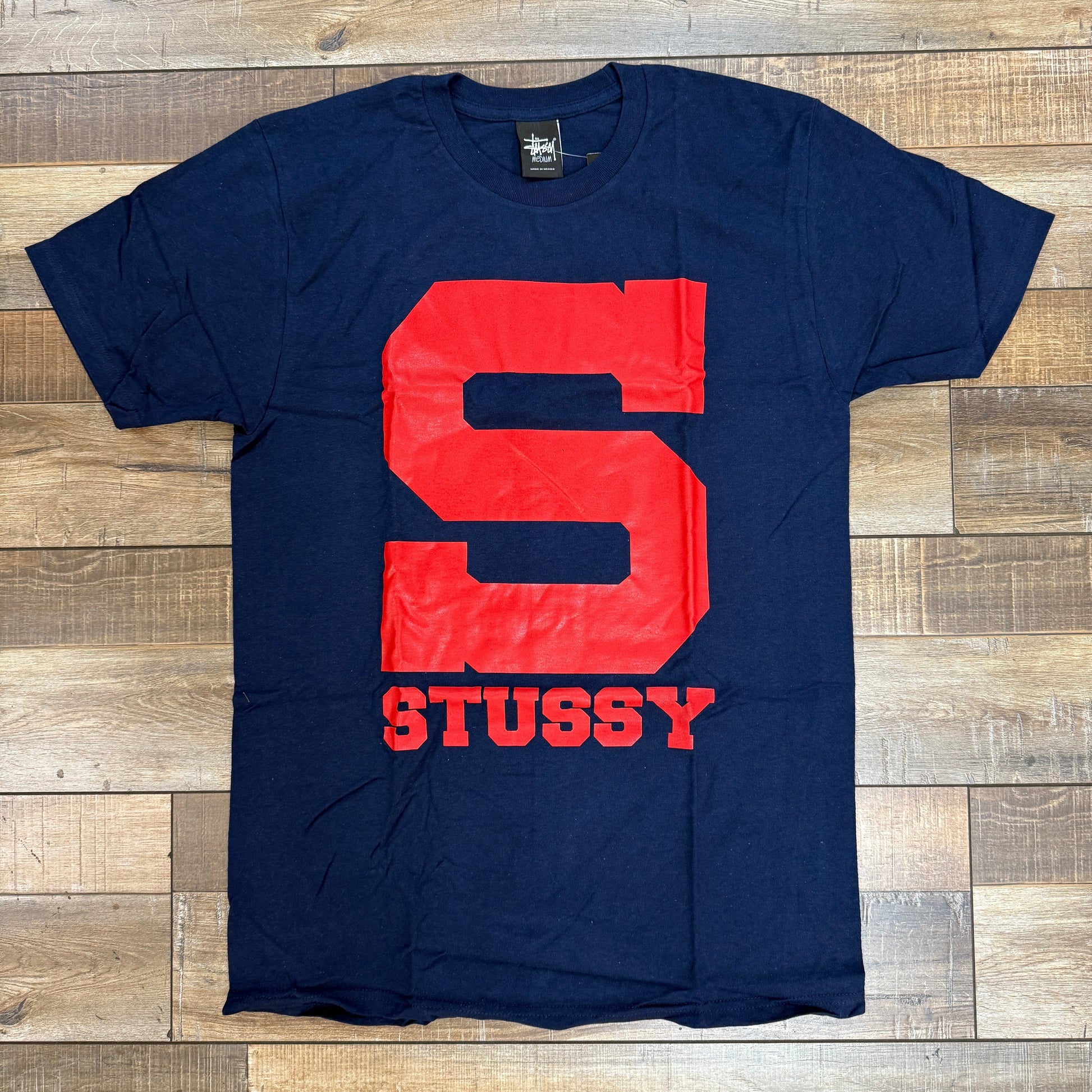 Medium Stussy Big S Tee, brand new, black shirt with large red S and Stussy logo.