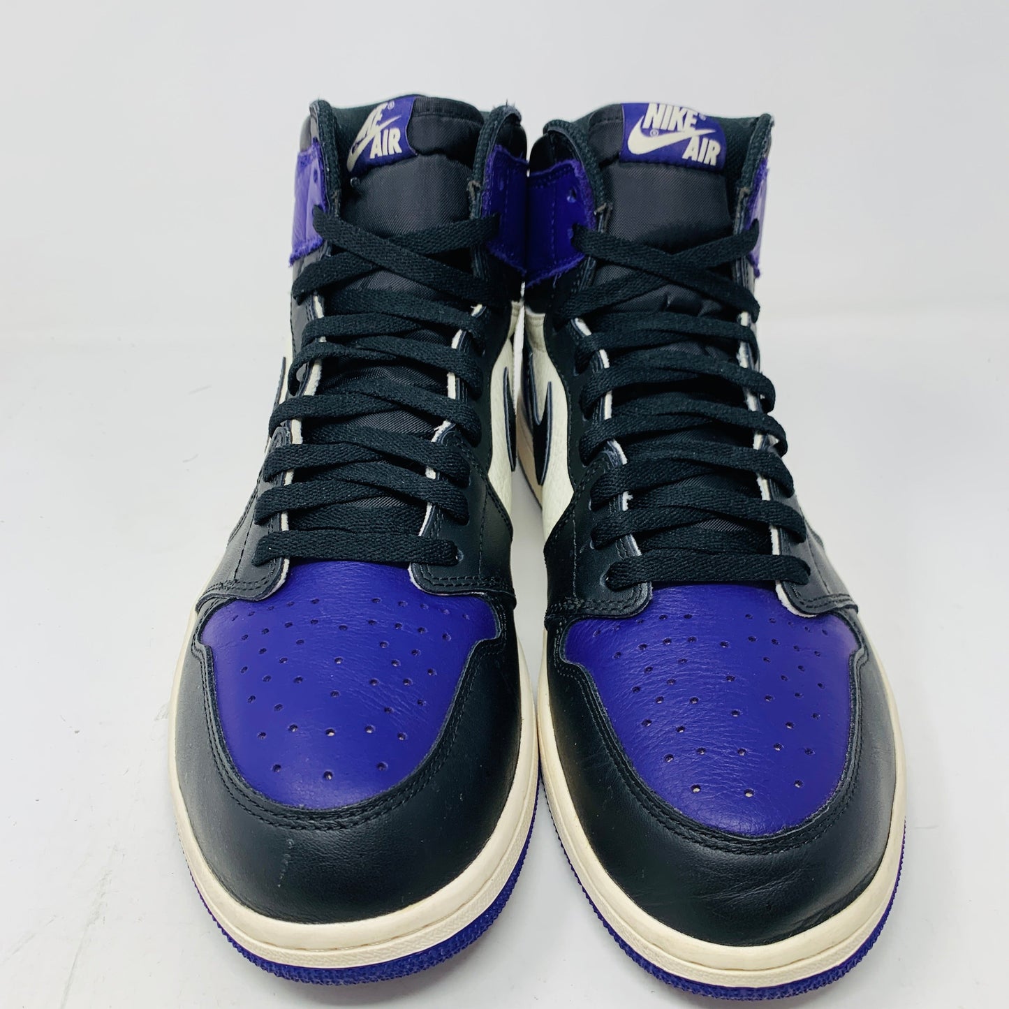 Jordan 1 Retro High Court Purple sneakers, size 13, very clean uppers, good box condition, includes purple laces, 2018 release.