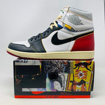 Jordan 1 Union Black Toe sneakers, new condition, includes yellow and black laces, 2018 release.