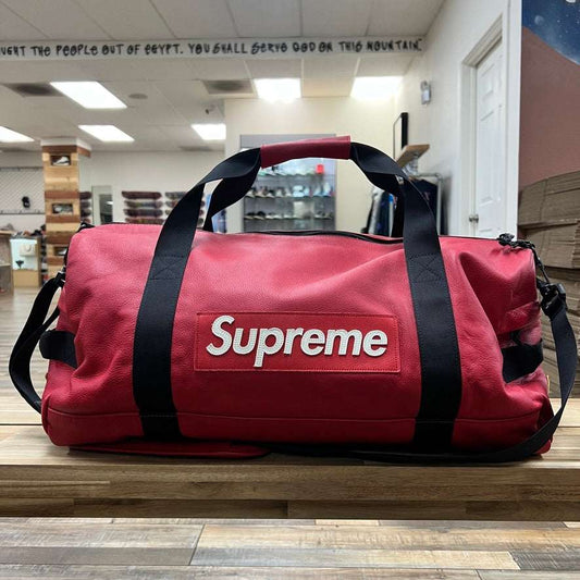 Supreme Nike Leather Duffle Bag Red