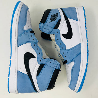 Jordan 1 Retro High OG University Blue sneakers, 9/10 condition, worn once, no box, 2021 release.