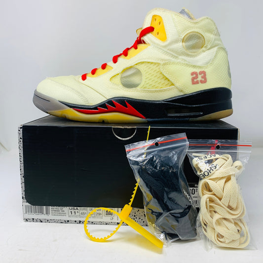 Jordan 5 Retro Off-White Sail sneakers with box and extra laces.