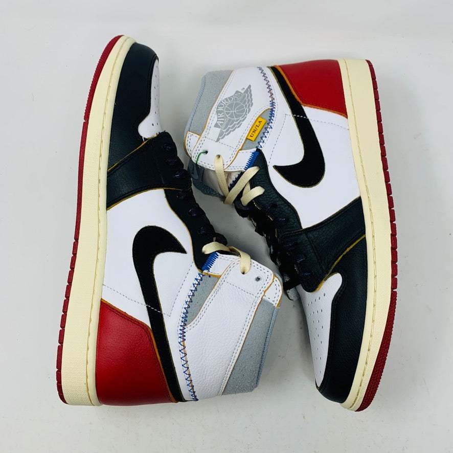 Jordan 1 Union Black Toe sneakers, 2018 release, brand new with box, includes yellow and black laces, hang tag.