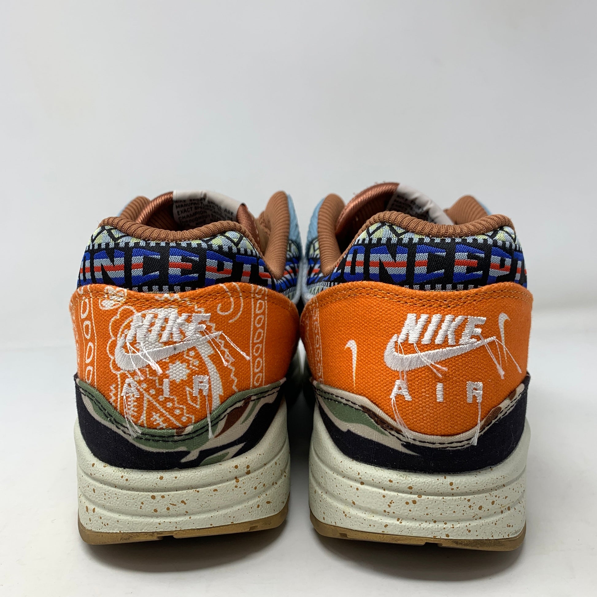 Nike Air Max 1 SP Concepts Heavy, camo and paisley design, size 11, 2022 release.