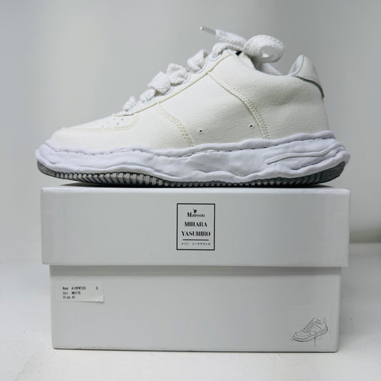 Maison Mihara Yasuhiro Wayne OG Sole Low White sneakers on box, size 9, good condition, includes dust bag.