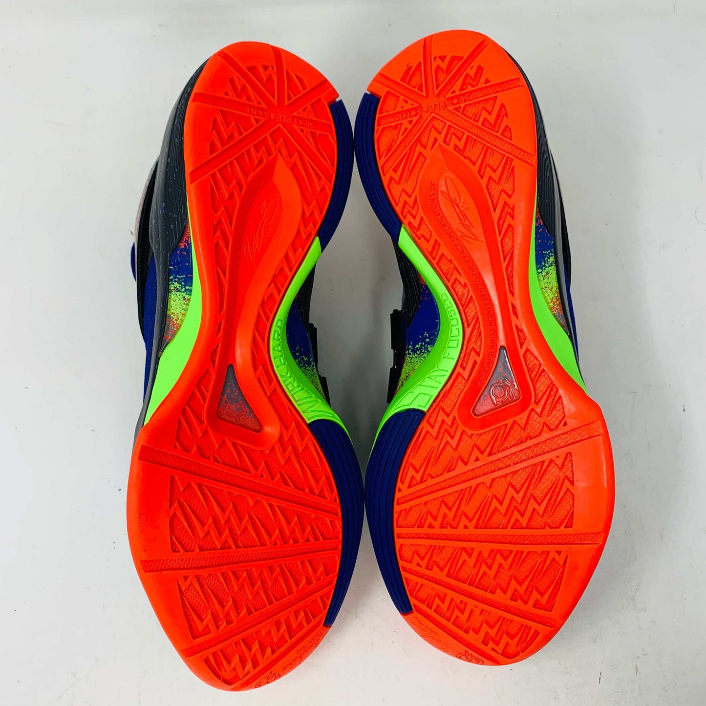 Nike KD 4 NERF 2024 sneakers, brand new, no box, with extra laces and hangtag, vibrant multicolor soles.